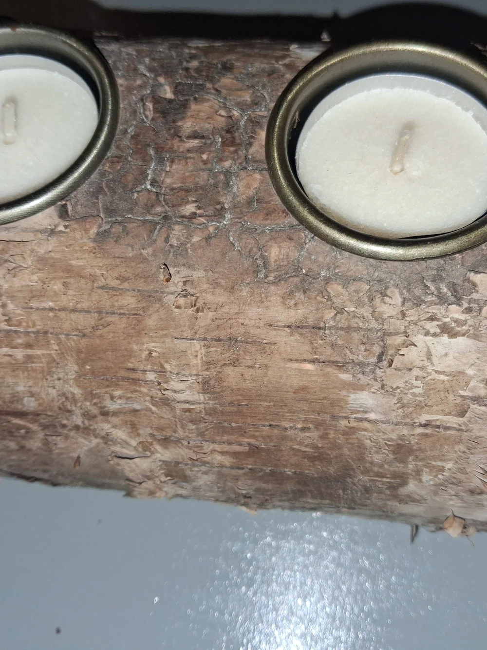 Rustic Birch Log Tea Light Candle Holder - Natural Brown